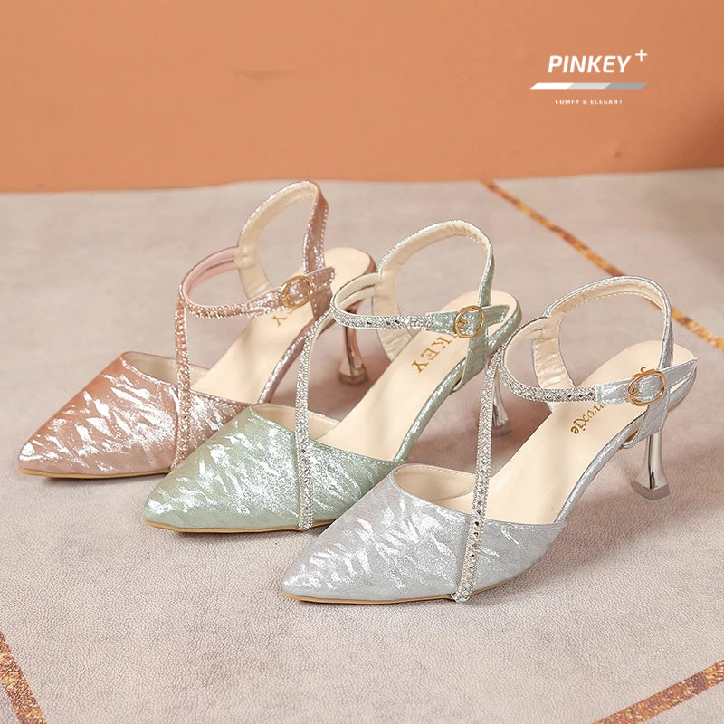 PINKEY P393 Heels Wanita Glitter – Tali Silang Party Wedding