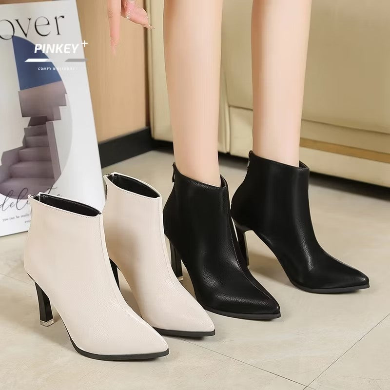 PINKEY P375 Boots Wanita Kulit – Heels 9cm Elegant
