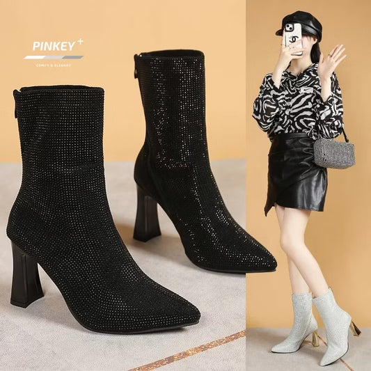 PINKEY P377 Boots Wanita Heels 7cm – Elegant Daily Style