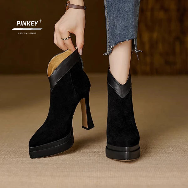 PINKEY P405 Ankle Boots Wanita – Platform Suede Korea Style