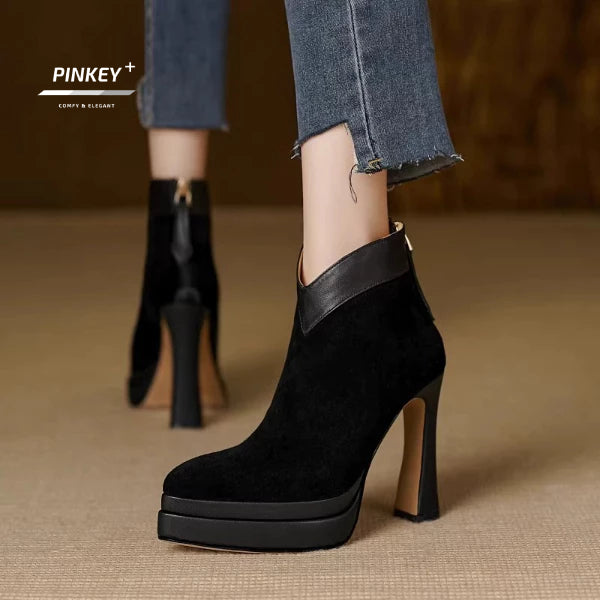 PINKEY P405 Ankle Boots Wanita – Platform Suede Korea Style