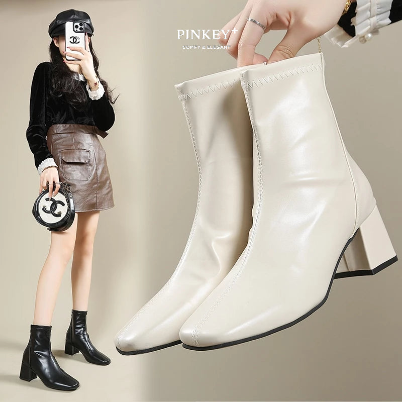 PINKEY P026 Ankle Boot — Block Heel 6cm