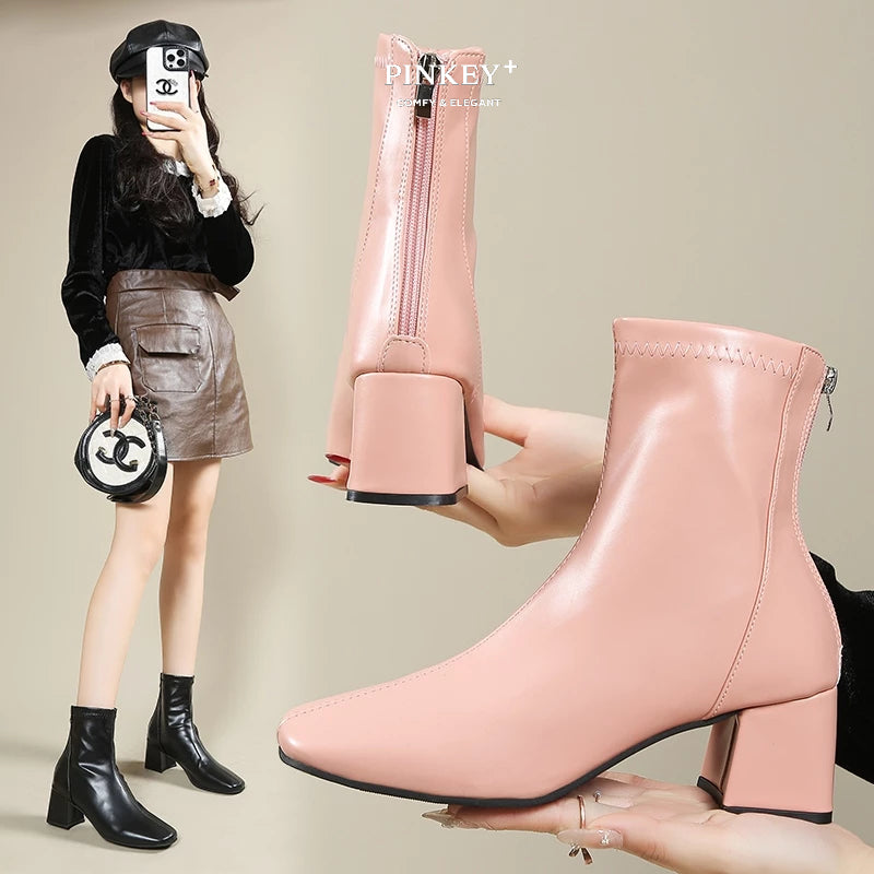 PINKEY P026 Ankle Boot — Block Heel 6cm