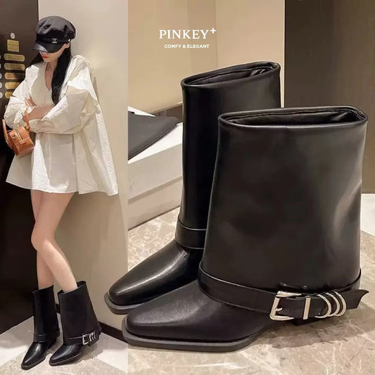 PINKEY P374 Long Boots Wanita – Martin Style Korean Look