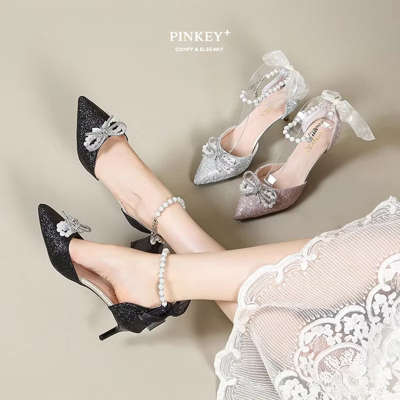 PINKEY P306 Heels Pesta Wanita – Ankle Strap Glitter