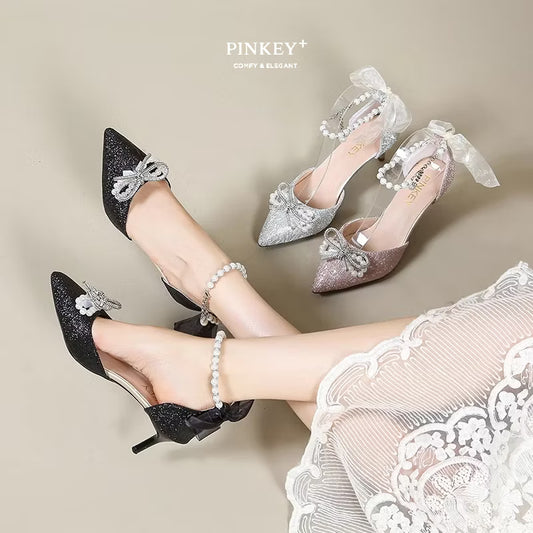 PINKEY P306 Heels Pesta Wanita – Ankle Strap Glitter