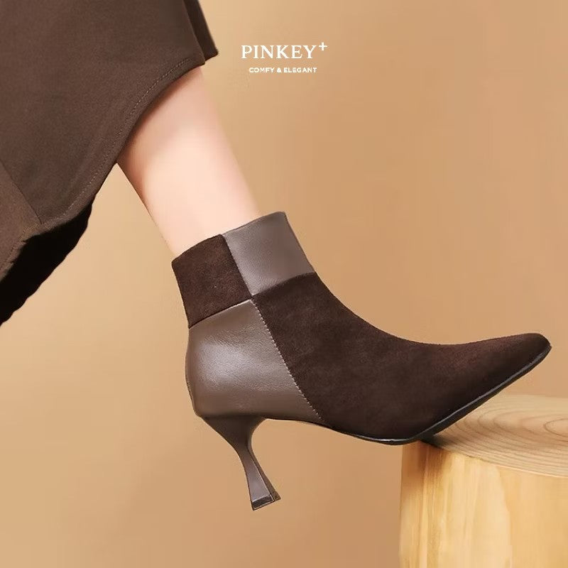 PINKEY P368 Boots Wanita Heels – Hitam Coklat Elegant