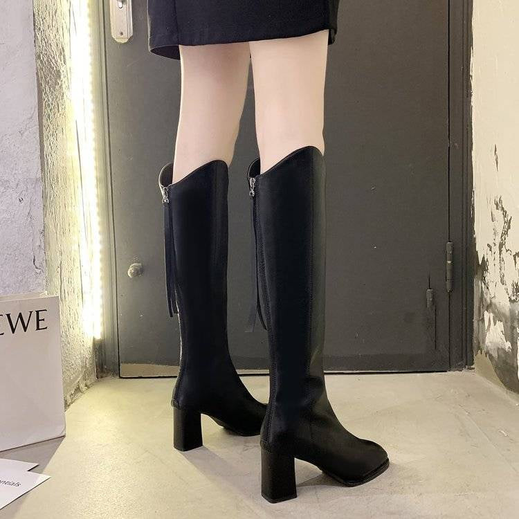 PINKEY P102 Long Boots Wanita Flat – Minimal Korea Style