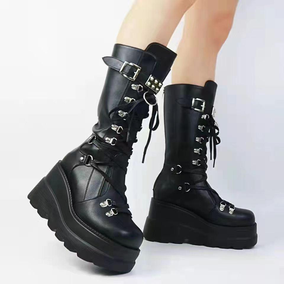 PINKEY P129 Sepatu Boots Wanita Tinggi — Hak 9cm