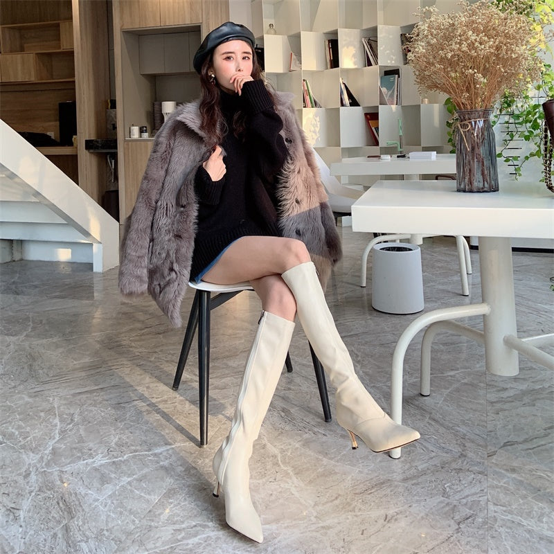 PINKEY P126 Long Boots Wanita Korea Style – Knee High Kulit