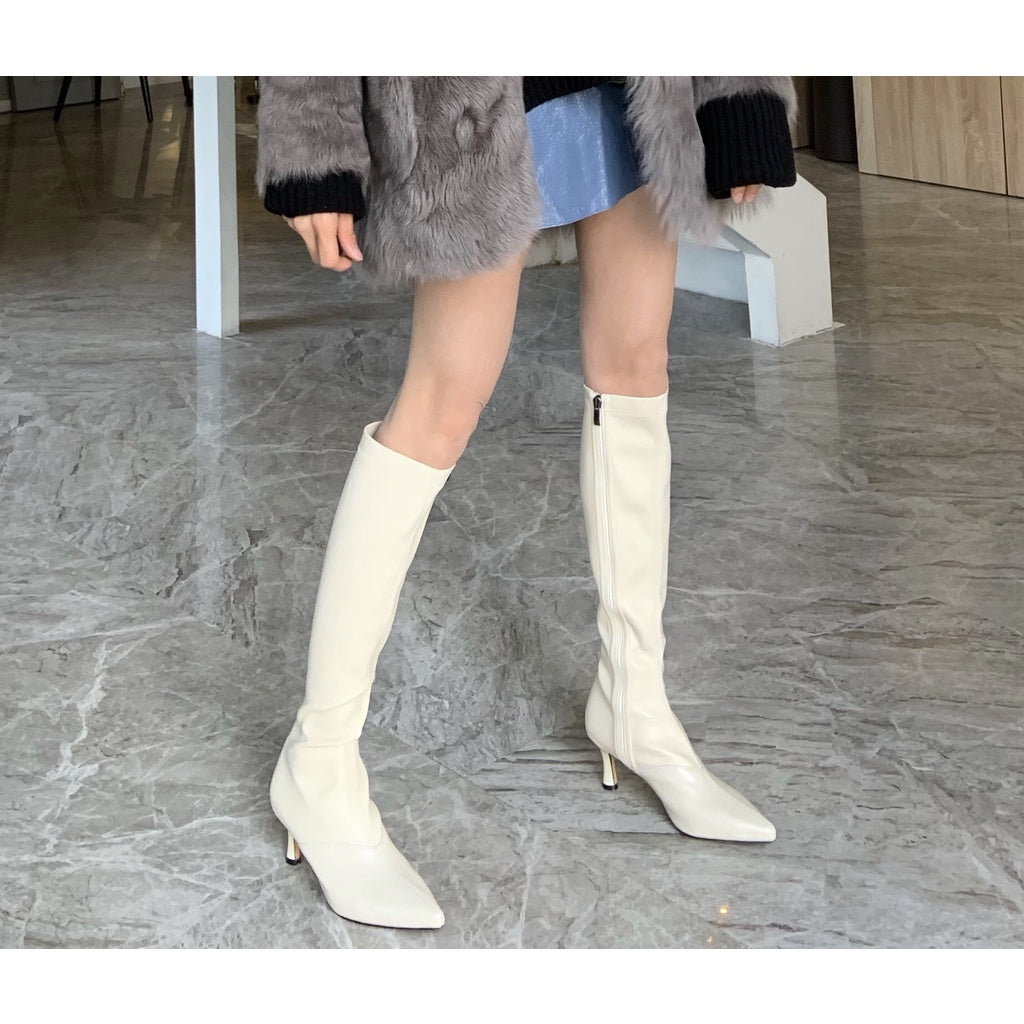 PINKEY P126 Long Boots Wanita Korea Style – Knee High Kulit