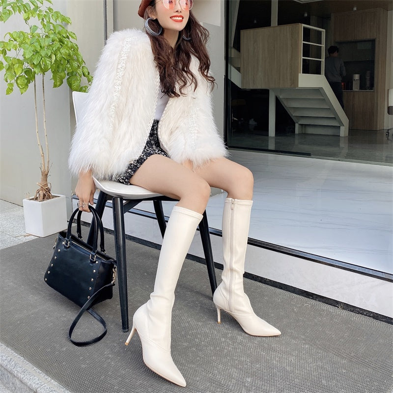 PINKEY P126 Long Boots Wanita Korea Style – Knee High Kulit